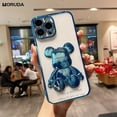 thumbnail image 2 of Funda de teléfono con revestimiento de oso bonito para iPhone 13 12 11 Pro Max 14 Max X Xs Xr 8 7 Plus SE 2, funda protectora de silicona transparente para lentes Deng Xun unisex, 2 of 2
