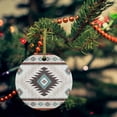 thumbnail image 2 of Vintage Aztec Boho Tribal Pattern Christmas Ceramic Ornament 2025,3" Round Xmas Tree Hanging Accessories with Gold Ribbon, 2 of 5