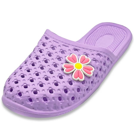 

LAVRA Women s Slip on Mule Jelly Black Slide Sandals with Flower Decal