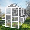thumbnail image 7 of Outdoor Wooden Chicken Coop for 10 Chickens, Large Hen House Poultry Habitat Pet Hutch Run Cage with 4 Nesting Boxes, Walk in Chicken Coops Run with Ramp and Waterproof Roof, Gray, 7 of 7