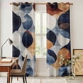 thumbnail image 4 of Navy Blue Burnt Orange Kitchen Curtains 84 Inch Length, Retro Abstract Geometric Grommet Top Bedroom Living Room Curtains, Light Filtering Cafe Curtain Drapes 2 Panels Set 84''x84'', 4 of 9