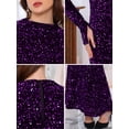 thumbnail image 5 of DARING DIVA Women's Sequined Velvet Crewneck Long Sleeve Bodycon Dress M Purple, 5 of 6