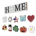 thumbnail image 4 of Letrero de bienvenida de madera para decoración de casa de campo, decoración de pared, 10 iconos intercambiables, letras decorativas, manualidades, 4 of 14
