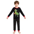 thumbnail image 2 of REDARER Boys Christmas Dinosaur Print Two Piece Pajama Set Long Sleeve Top and String Light Pants Soft Loungewear for Christmas Eve Family Holiday Sleepwear,6-7 Years, 2 of 5