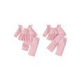 thumbnail image 2 of RUINIXCW Toddler Girls Fall Outfits Long Sleeve Striped Tops and Ruffled Pants Set, 2 of 8
