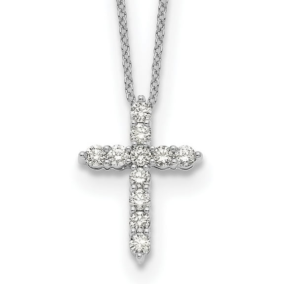14K White Gold Cable Diamond Necklace Chain True Origin 1/2 carat Lab Grown VS/SI D E F Cross 18 inch 17.42 mm