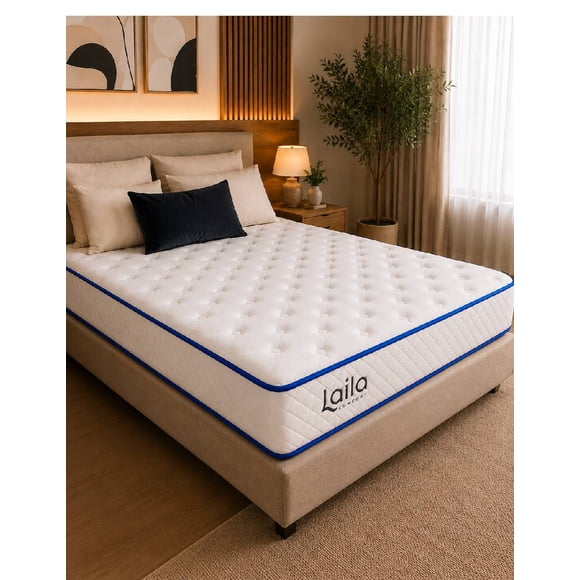 Colchon Matrimonial Resortes Blanco En Caja, Laila Basic Resortes