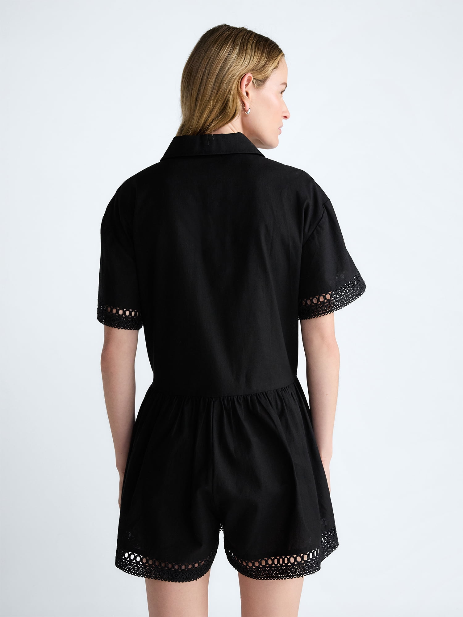 Scoop Women's Crochet Romper, Sizes XS-4XL