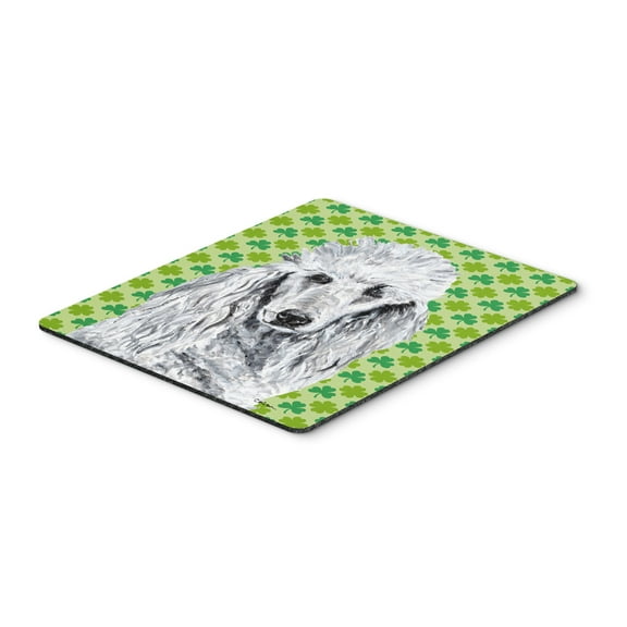 "White Standard Poodle Lucky Shamrock St. Patricks Day Mouse Pad Hot Pad or Trivet"