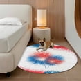 thumbnail image 3 of Independence Day Firework Round Living Room Rugs 4 ft, 4th of July Patriotic Red Blue American Flag Area Rug with Non-Slip Sturdy Edge Binding Round Carpet for Entryway Kitchen Bedroom Bathroom, 3 of 9