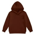 thumbnail image 2 of HUAXUN Boys Girls Lined Hoodie Long Sleeve Pullover Solid Color Cozy Sweatshirt for Toddler to Teen Casual Outerwear,Autumn and Winter Sweatshirts(Brown,12-13Years), 2 of 5