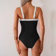 thumbnail image 4 of Womens Color Block Swimwear Notch Neck One Piece Swimsuits for Women Tummy-Control Ruched High Cut Swimming Suits Black, XXL, 4 of 5