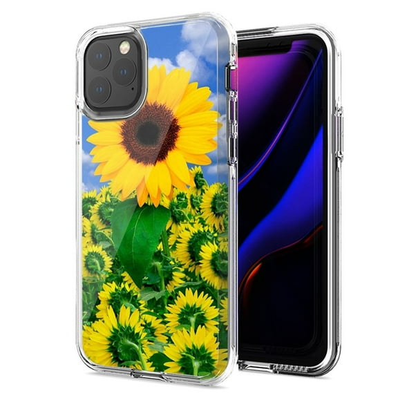 MUNDAZE For Apple iPhone 11 Pro Sunflowers Design Double Layer Phone Case Cover