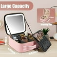 thumbnail image 4 of JUNWELL Makeup Bag with LED Mirror  Adjustable Divided Makeup Storage  3 Light Modes  Pink, 4 of 5