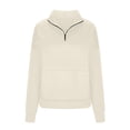 thumbnail image 4 of Durtebeua Crewneck Long Sleeve Casual Loose Pullover Quarter Zip Pullover Women, 4 of 4