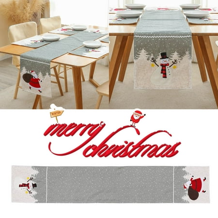 

Christmas Merry Christmas Table Runner Seasonal Winter Holiday Kitchen Table Decoration Indoor Outdoor Home Party Decoration