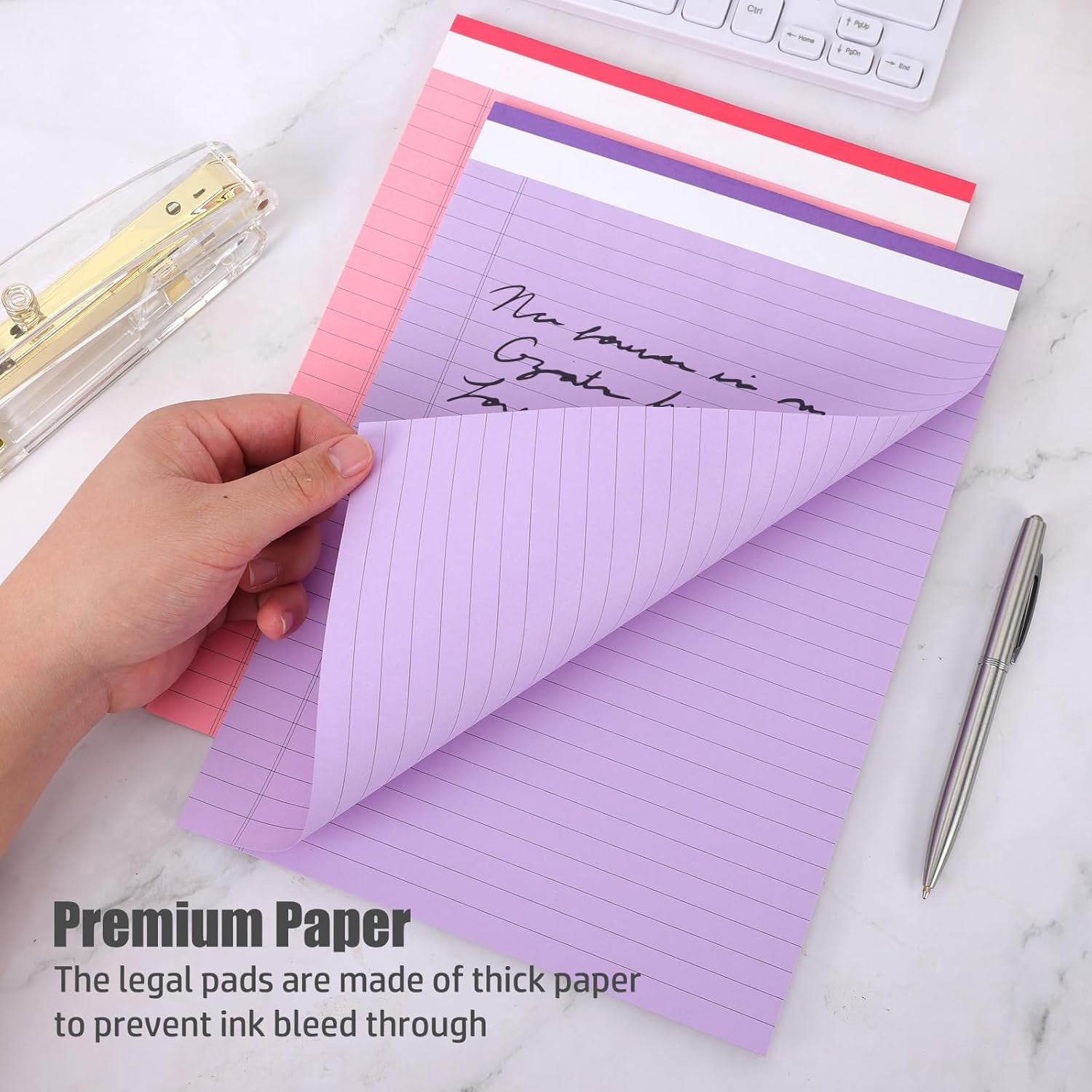 8 Pack Colored Legal Pads Writing 8x11 Inch 80GSM Thick Paper Note 30 Sheets College Ruled Notepads Steno To Do List Office Work