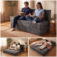 thumbnail image 6 of Oak and Birch Boneless Folding Sofa Bed Floor Couch with Pillow, 3-in-1 Convertible Chaise Lounge & Sleeper, Chenille, Queen, Dark Gray, 6 of 8