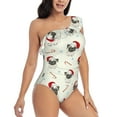 thumbnail image 3 of Haiem Christmas Pug Dog Women's One Piece Swimsuits Tummy Control One Shoulder Bathing Suits Ruffle Swimwear-Large, 3 of 8