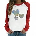 thumbnail image 1 of Femmes Sweatshirt Valentines Day Clearence Femmes Casual Col Rond Raglan Couleur Correspondant Jour de la Saint-Valentin Imprimer T-Shirt à Manches Longues Top Je Blanc XL, 1 of 3