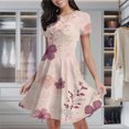 thumbnail image 2 of Pink Floral Seamless Pattern Women's Classic Swing Skater Dress Casual Work Party Cocktail Dresses, 2 of 6