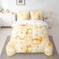 thumbnail image 3 of Manfei Kawaii Orange Cat Queen Bedding, Dreamy Stars Starry SKy Bedding Comforter Set Queen, Cream Yellow, Polkadot Reversible, 7-Piece, 3 of 6