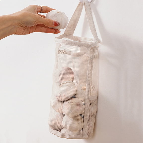 Goowood Reusable Hanging Mesh Produce Bags Potato and Onion Storage Breathable Vegetable Keeper Kitchen Pantry Organizer