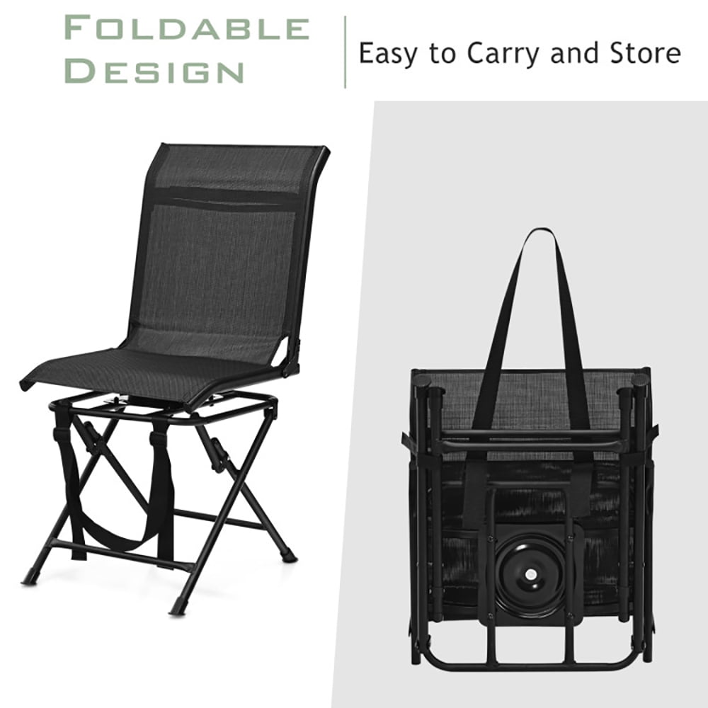 Aimee Lii All-weather Outdoor Foldable 360-Degree Swivel Chair with Iron Frame, Folding Camping Lawn Chairs, Black Aimee Lii All-weather Outdoor Foldable 360-Degree Swivel Chair with Iron Frame, Folding Camping Lawn Chairs, Black