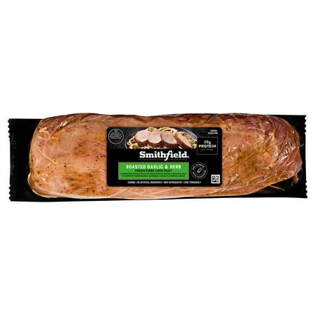 Smithfield Roasted Garlic & Herb Fresh Seasoned Pork Loin Filet, 1.98 - 2.17lb, 20 Grams of Protein per 4 oz Serving