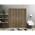 thumbnail image 3 of Sliding Closet Double Bi-fold Doors | Planum 0016 Walnut with Frosted Glass | Sturdy Tracks Moldings Trims Hardware Set | Wood Solid Bedroom Wardrobe Doors, 3 of 5