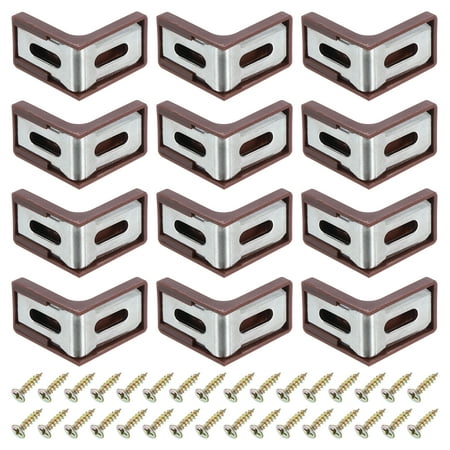 

24 Pcs 90 Degree Plastic Corner Braces 28x17.5x28mm Shelf Right Angle Brackets with Screws Red Brown