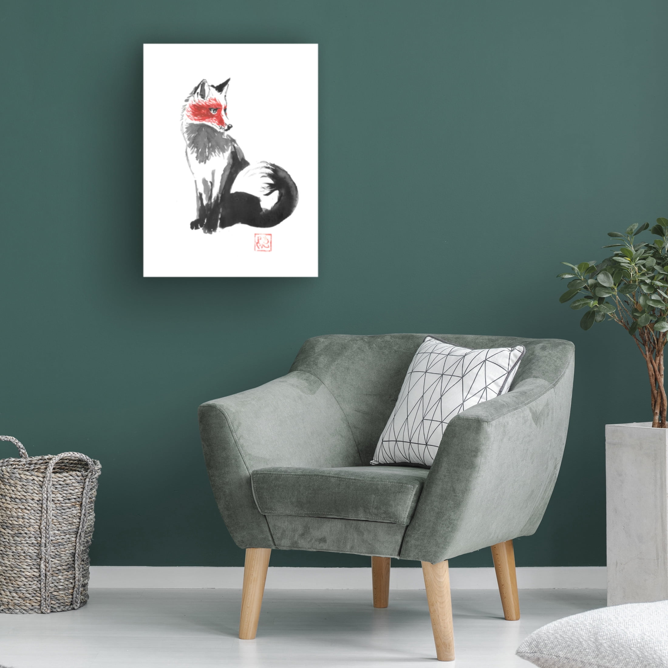 Canvas Wall Art - Pechane 'Fox' Wall Art for Living Room, Bedroom, or Office Décor by Trademark Fine Art - 35 x 47 Inches