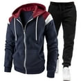 thumbnail image 2 of VBTAPA Men's Color Block Tracksuit Full Zip Hoodie Sweatsuit Jogging Matching Set 2 Piece Casual Athletic Outfits Hooded Jacket Pants Suit Sets Navy XL, 2 of 8