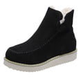 thumbnail image 5 of Botas de nieve de invierno de talla grande, con suela gruesa y punta redonda, sin cordones, informales, de estilo europeo y americano, de caña baja, cortas para mujer, 5 of 5
