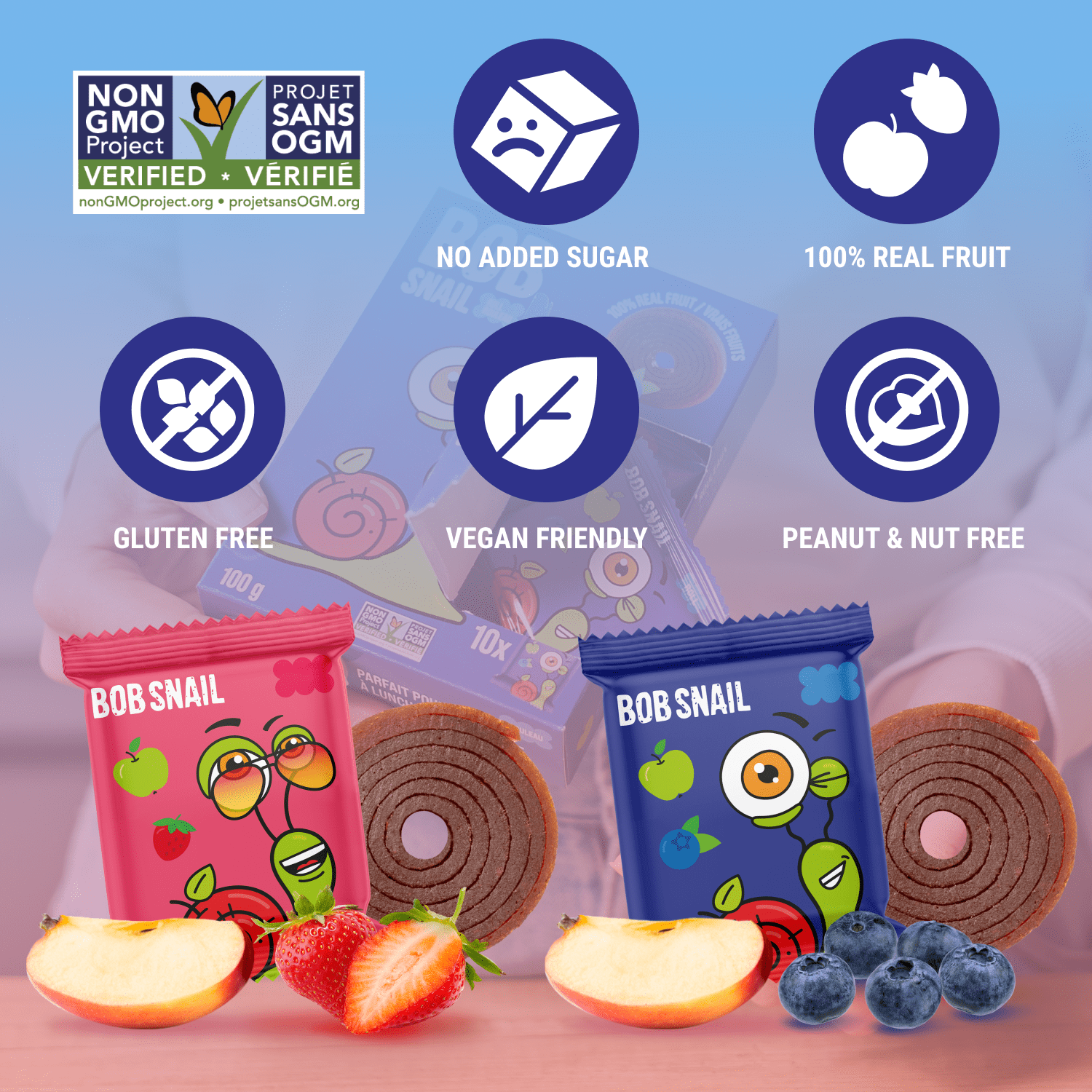 Bob Snail Healthy Snacks Gluten-Free Fruit Roll Ups, 50 ct Family Pack