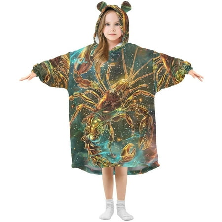 

joogoo Wearable Blanket Hoodie for Kids Magic Scorpio Zodiac Flannel Oversized Sweatshirt 3-14 Years L