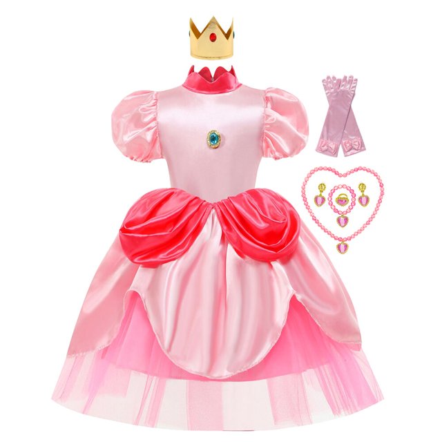 Vestido de princesa melocotón para niña, disfraz de Halloween, disfraz de Navidad para niños, ropa para niños, trajes de fiesta de cumpleaños y carnaval3T(110) Gao Jinjia LED