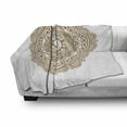 thumbnail image 3 of Mandala Soft Flannel Fleece Throw Blanket, Oriental Floral Tattoo Inspired Style Illustration Round Eastern Pattern, Cozy Plush for Indoor and Outdoor Use, 70" x 90", Pale Caramel White, by Ambesonne, 3 of 6