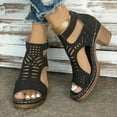 thumbnail image 2 of Dakaela Chunky Heeled Sandals for Women Cutout Open Toe Summer Shoes Dress Ankle Booties Black 6.5, 2 of 7
