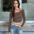 thumbnail image 4 of JASGOOD 2 Pack Belts for Women Fashion Skinny Leather Belt with Gold Buckle, 4 of 8