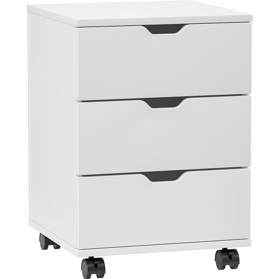White 3-Drawer Vertical Filing Cabinet Rolling Wood Mobile File Cabinets Under Desk with Casters (Non-Assembled)