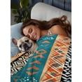 thumbnail image 3 of Boho Retro Twim Size Flat Sheet, Wrinkleproof & Fadeproof Cooling Flat Bed Sheet Only, Bohemian Ethnic Patterns Southwest Stripe Breathable Soft Bedding Top Sheets 66 x 96 Inches, 3 of 8