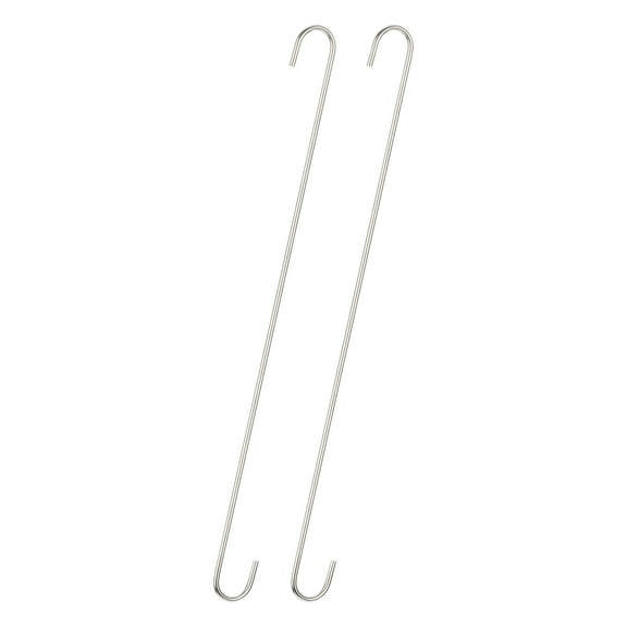 Uxcell S Hanging Hooks, 20inch(500mm) Extra Long Steel Hanger, Matt Silver, 2Pack