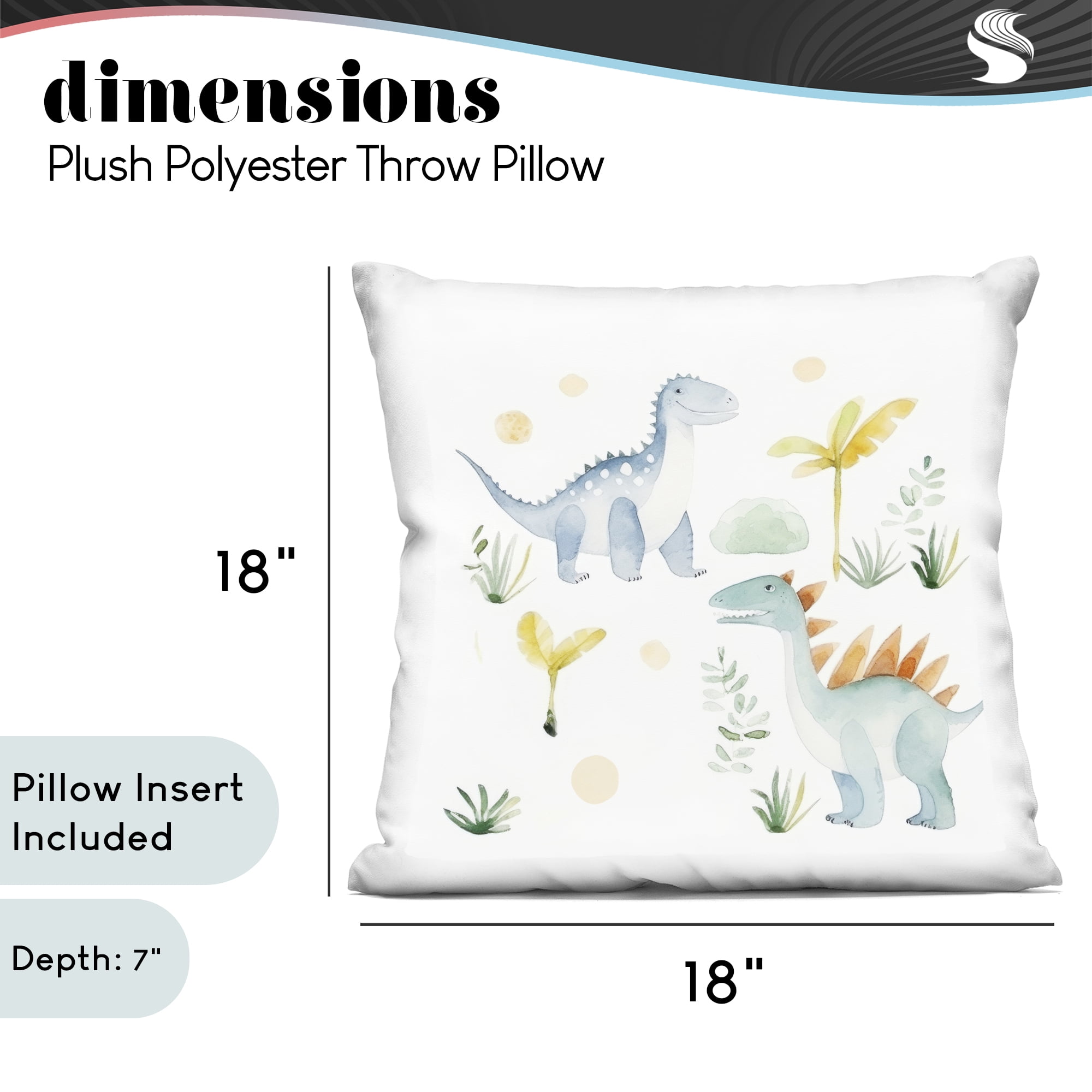 Stupell Industries Dino Wonderland Friends Decorative Printed Throw Pillow, design by Lazar Studio, 18 x 7 x 18