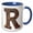 Blue/White, variant on 3drose, Urban Image of Rusty Metal Monogram Letter R, 11oz Two-tone Blue Mug