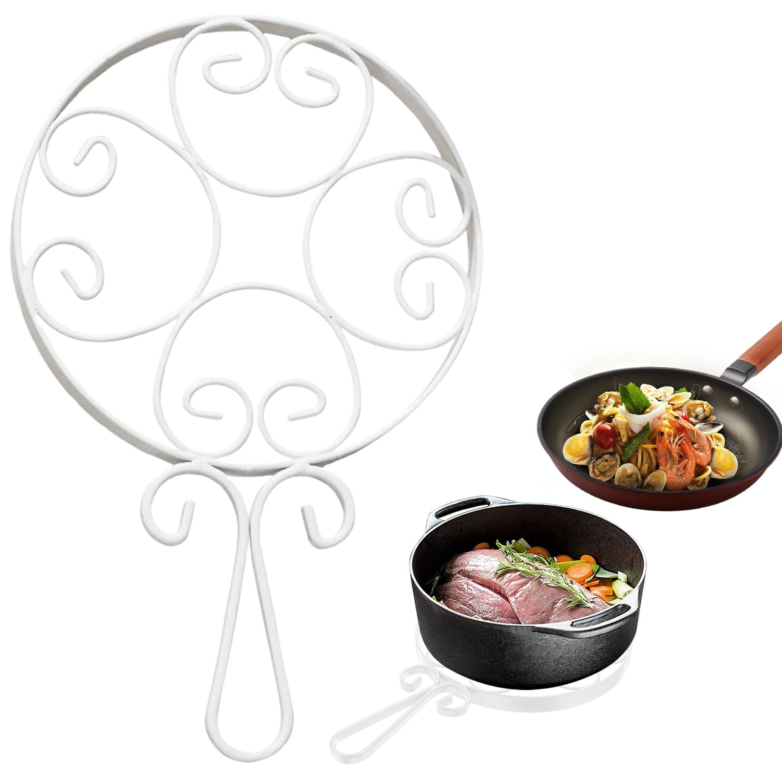 Gnwei Cast Iron Metal Heat-Resistant Trivet with Handles – Pot Holder for Dining Table, Anti-Scald Placemat, Reusable Coaster for Hot Pots & Dishes – Modern Kitchen Decor