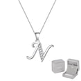thumbnail image 1 of Juwaliy Collar Dije de Letra Inicial N para Mujer de Plata Esterlina 925 con Brillo, Dije de Monograma Personalizado, Joyería con Nombre Del Alfabeto, Regalo para Madre, Esposa, Hija, 1 of 9