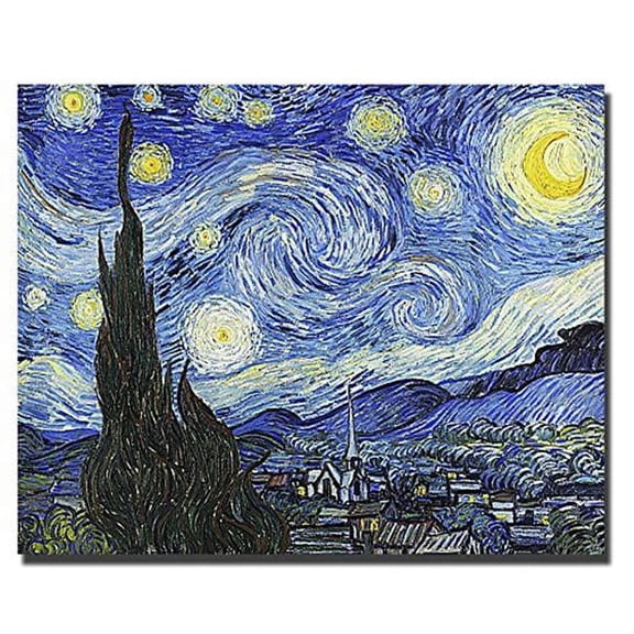 Artistic Home Gallery 1620D277IG Starry Night by Vincent Van Gogh Custom Gallery-Wrapped Canvas Giclee Art - Ready to Hang, 16 x 20 x 1.5 in.