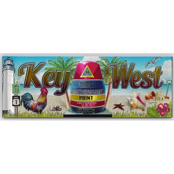 Key West Buoy Conch Rectangular Foil Magnet 2" x 5"
