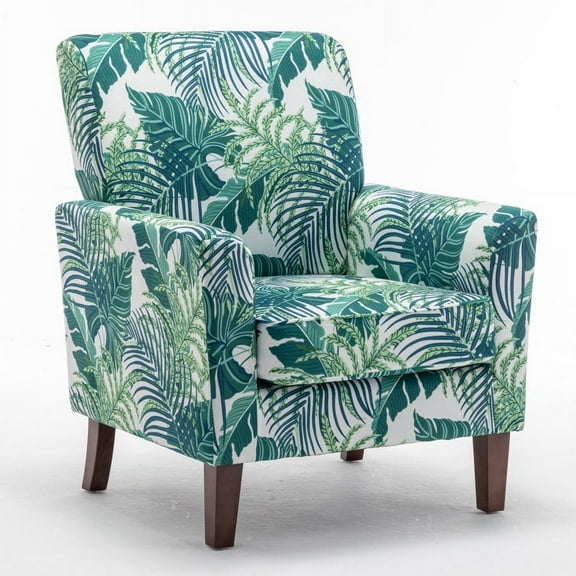 US Pride Furniture Contemporary Accent Arm Chair with Birch Wood Frame and Microfiber Upholstery Armchair for Office and Living Room Decor Removable Cushions 01 Printed Fabric